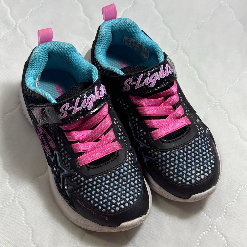 Skechers Lights - Kids Sneakers - Black, Pink, and Blue